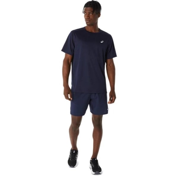 Asics Silver Mens Short Sleeve Running T-Shirt - Midnight