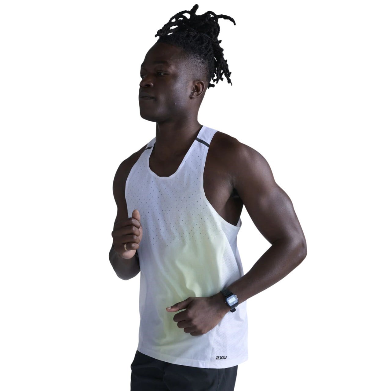 2XU Mens Light Speed React Running Singlet - Cool Matcha Mist/Black Reflect