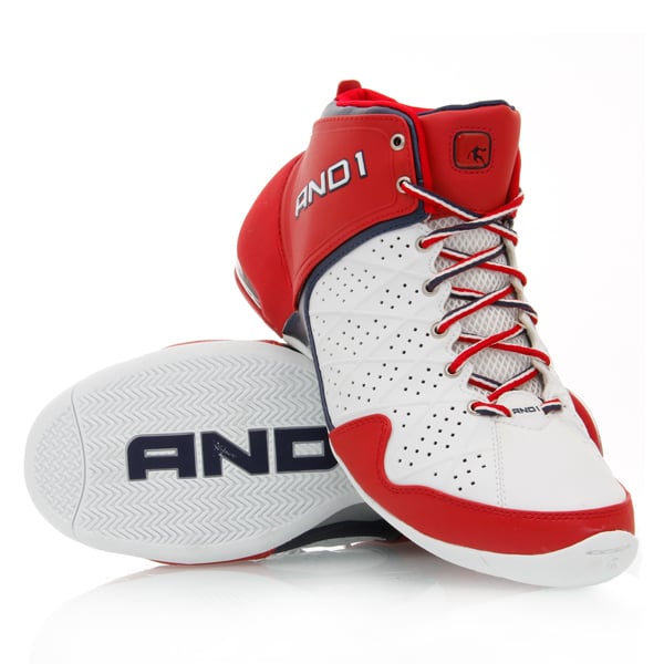 AND1 Diamond Mid - Mens Basketball Shoes - White/Varsity/Navy