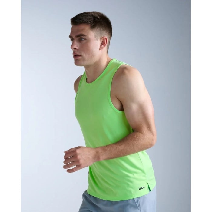 2XU Aero Mesh Mens Running Tank Top - Lime Zest/Black Reflective - image 7