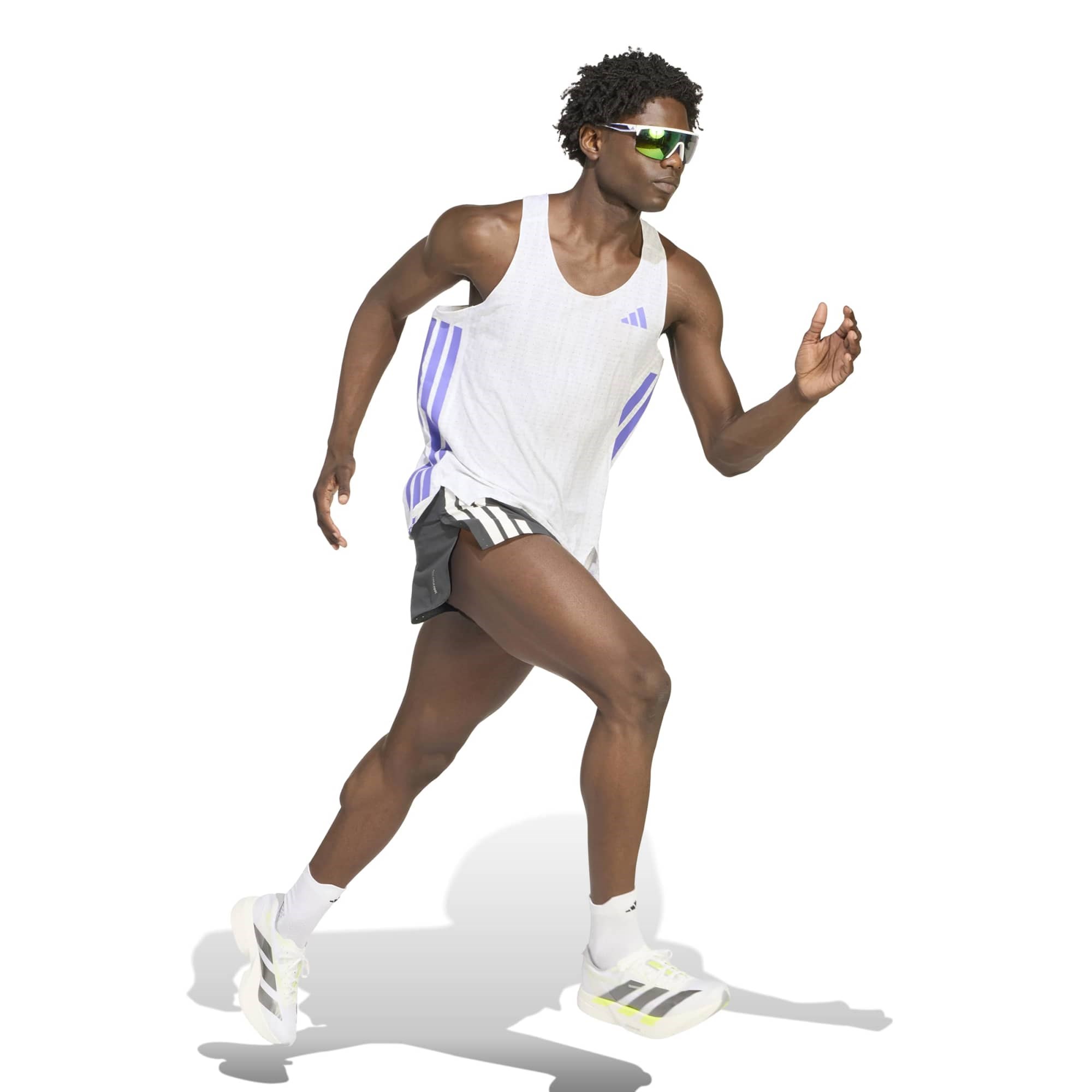 adidas Adizero Mens Running Singlet - White/Solar Purple - image 5