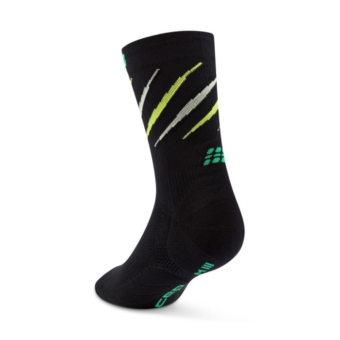 CEP Core Run Claws Mid Cut Mens Socks - Black/Green
