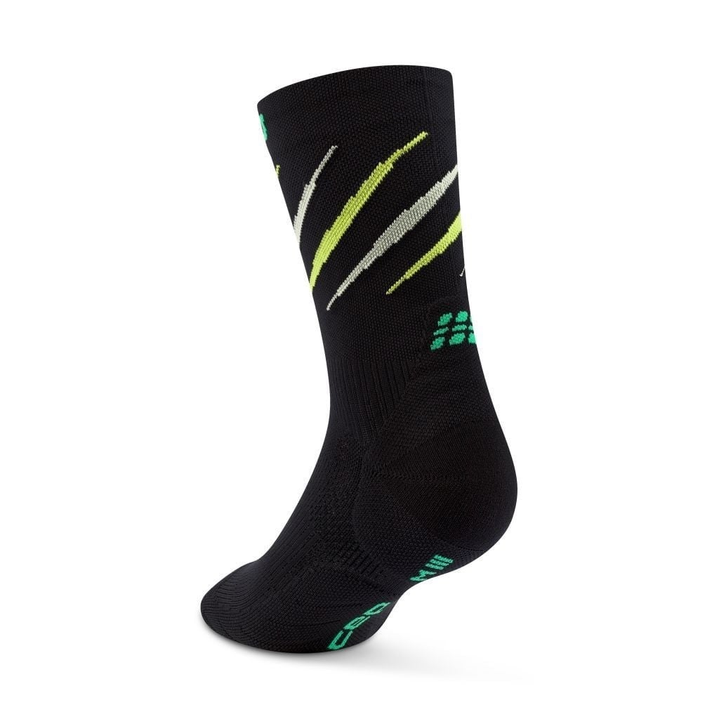 CEP Core Run Claws Mid Cut Mens Socks - Black/Green