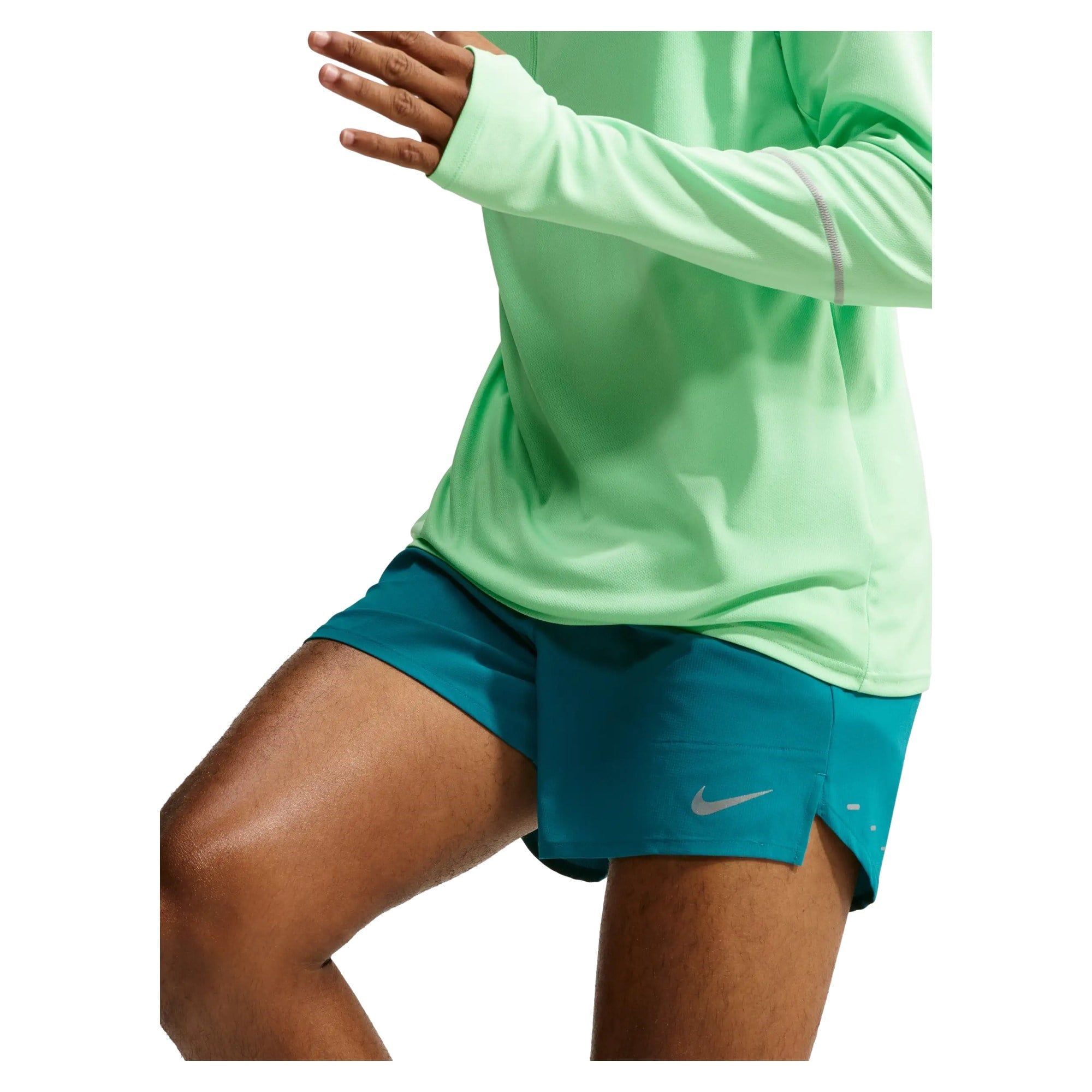Nike Stride Mens Dri-FIT 5 Inch Brief-Lined Running Shorts - Bright Spruce/Reflective Silver - image 3
