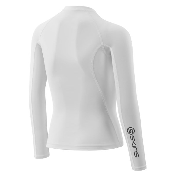 Skins Series-1 Youth Kids Compression Long Sleeve Top - White