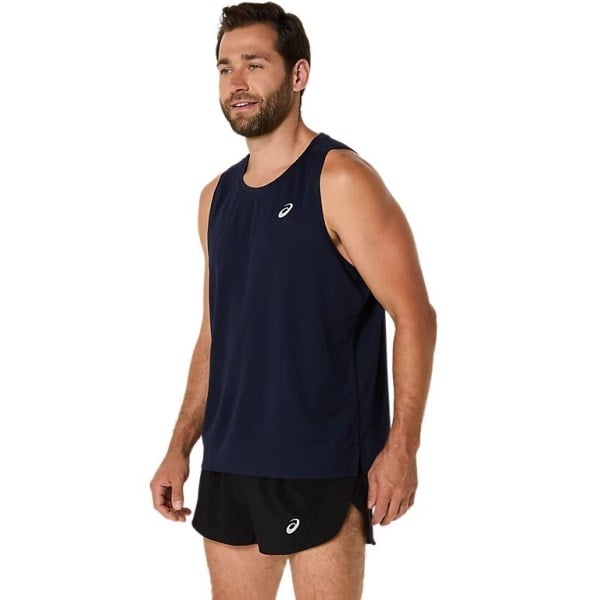Asics Silver Mens Running Tank Top - Midnight