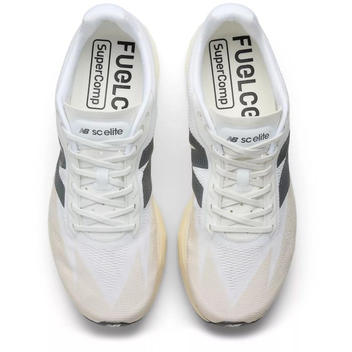 New Balance FuelCell Supercomp Elite v5 - Womens Racing Shoes - Linen/White/Gold Metallic