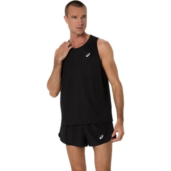 Asics Silver Mens Running Tank Top - Performance Black - Performance Black