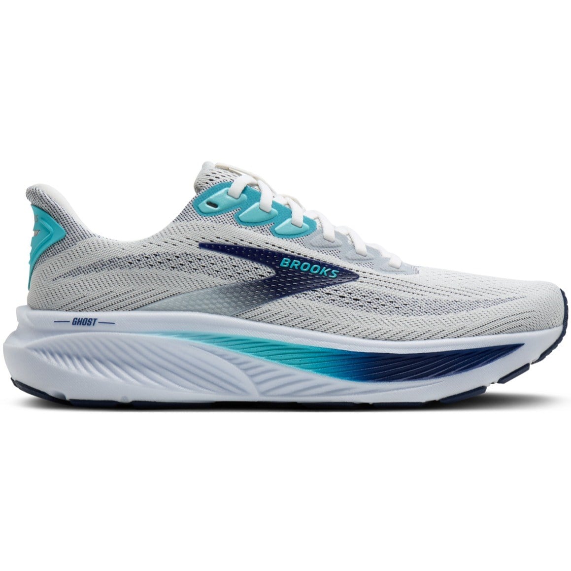 Brooks Ghost 17 - Mens Running Shoes - White/Beacon Blue/Ipane