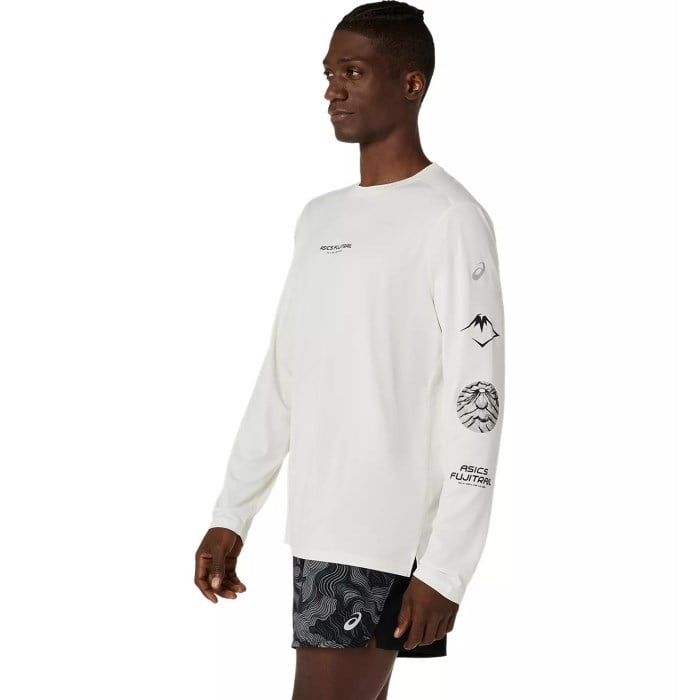 Asics FujiTrail Mens Logo Long Sleeve Top - Cream - image 3