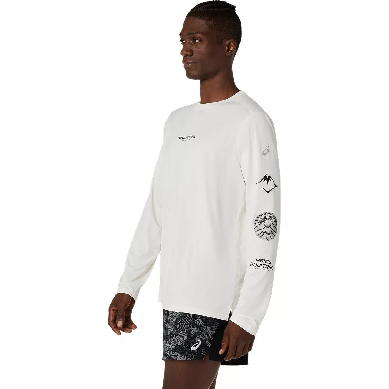 Asics FujiTrail Mens Logo Long Sleeve Top - Cream - image 3