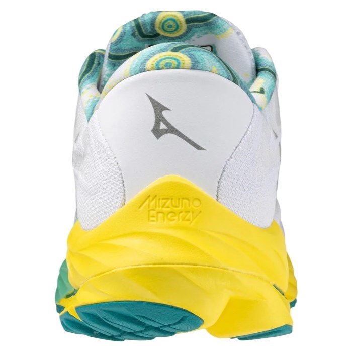 Mizuno Wave Rider 27 SSW - Unisex Running Shoes - White/Ultimate Grey/Blazing Yellow