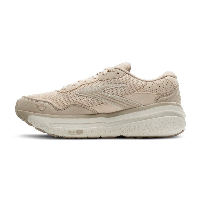 Brooks Ghost Max 2 Suede - Womens Walking Shoes - Almond/Peach Chateau