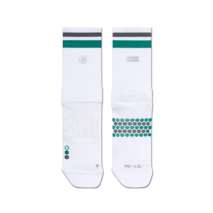 SHYU Half Crew Racing Socks - White/Teal/Carbon