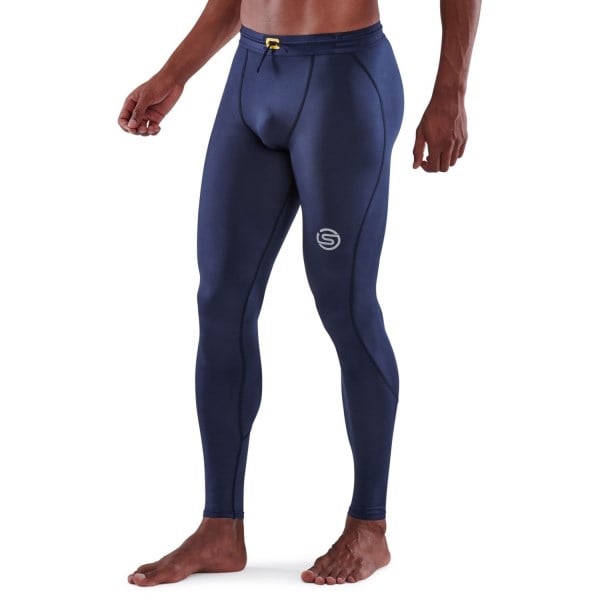 Skins Series-3 Travel and Recovery Mens Compression Long Tights - Navy Blue