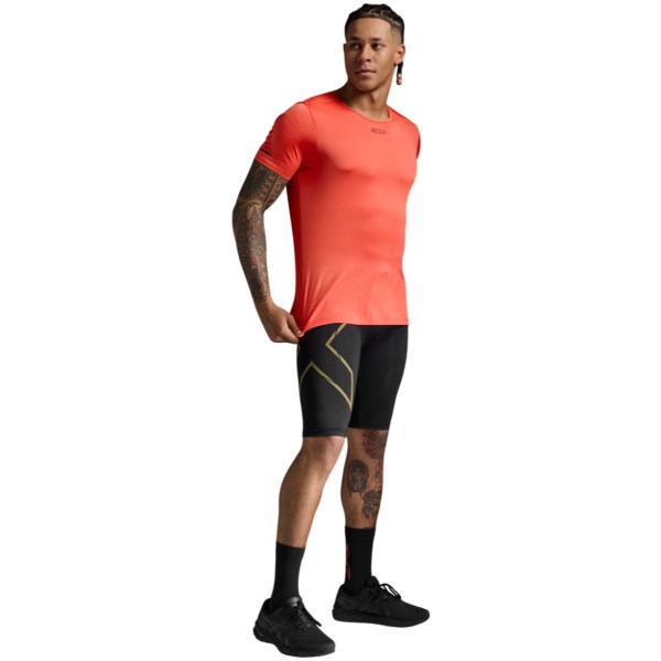 2XU Mens Light Speed Tech Tee - Ember/Black Reflective