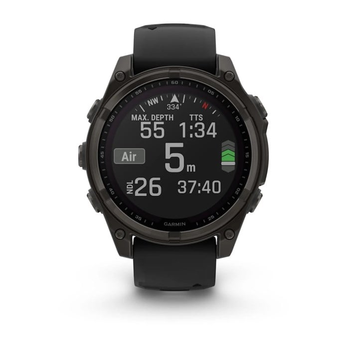 Garmin Fenix 8 Solar 47mm Sapphire Edition Titanium Watch - Black/Pebble Grey Silicone Band - image 6