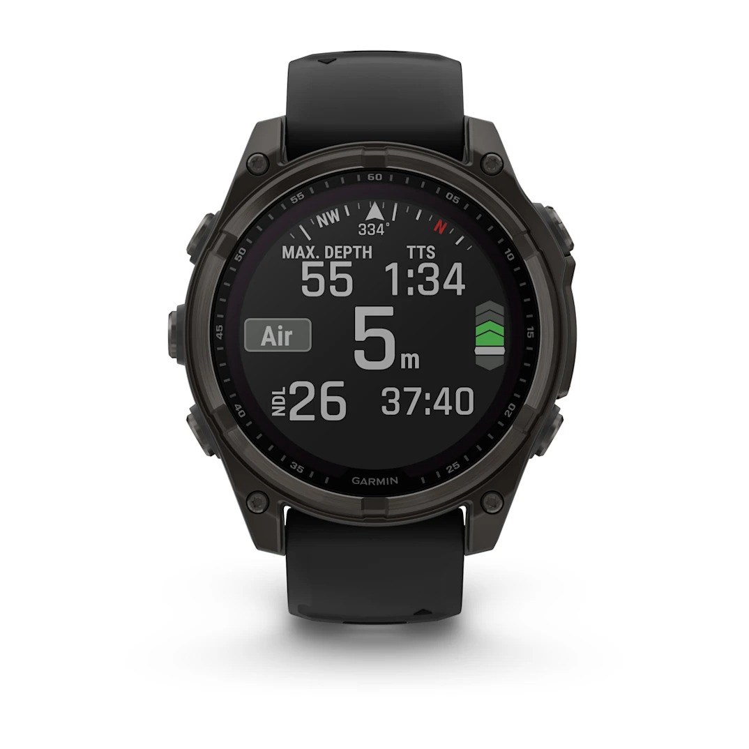 Garmin Fenix 8 Solar 47mm Sapphire Edition Titanium Watch - Black/Pebble Grey Silicone Band - image 6