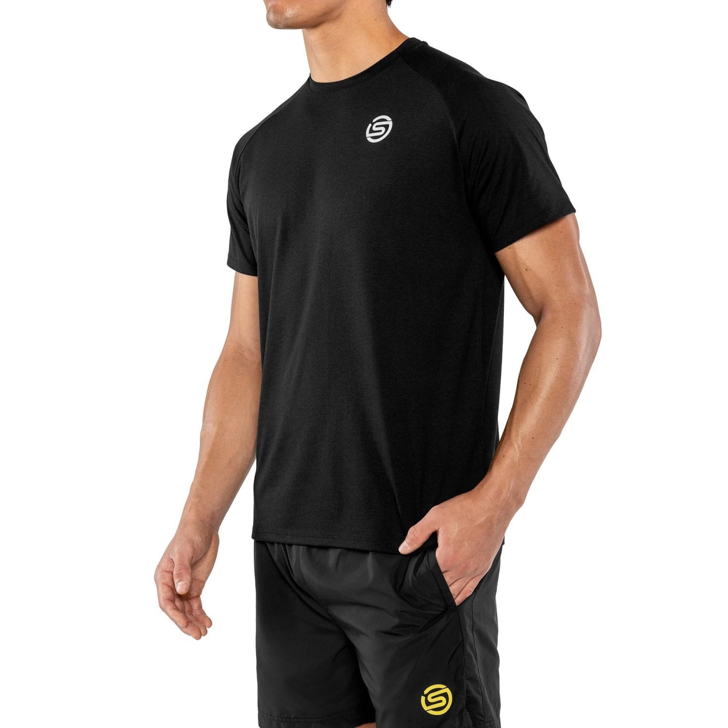 Skins Activewear Mens Raglan Sleeves T-Shirt - Black