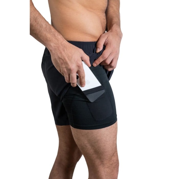 No Timid Souls Glide360 Mens 6 Inch Lined Shorts - New Black