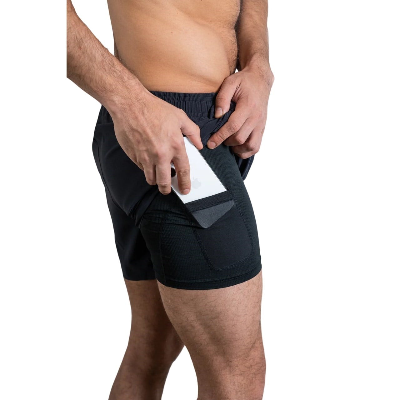 No Timid Souls Glide360 Mens 6 Inch Lined Shorts - New Black