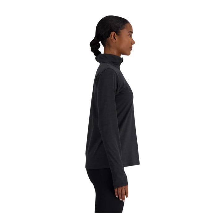 New Balance Sport Essentials Space Dye Womens Quarter Zip - Black Heather