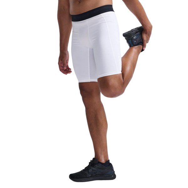 2XU Base Layer Mens Compression Shorts - White/White