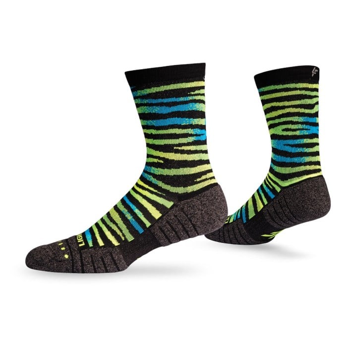 Lightfeet Performance Predator Unisex Half Crew Socks - Black/Yellow/Aqua