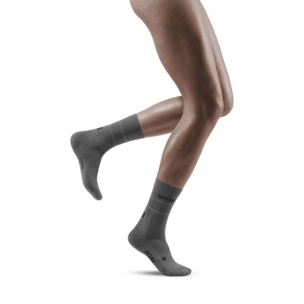 CEP Reflective Mid Cut Running Socks - Grey