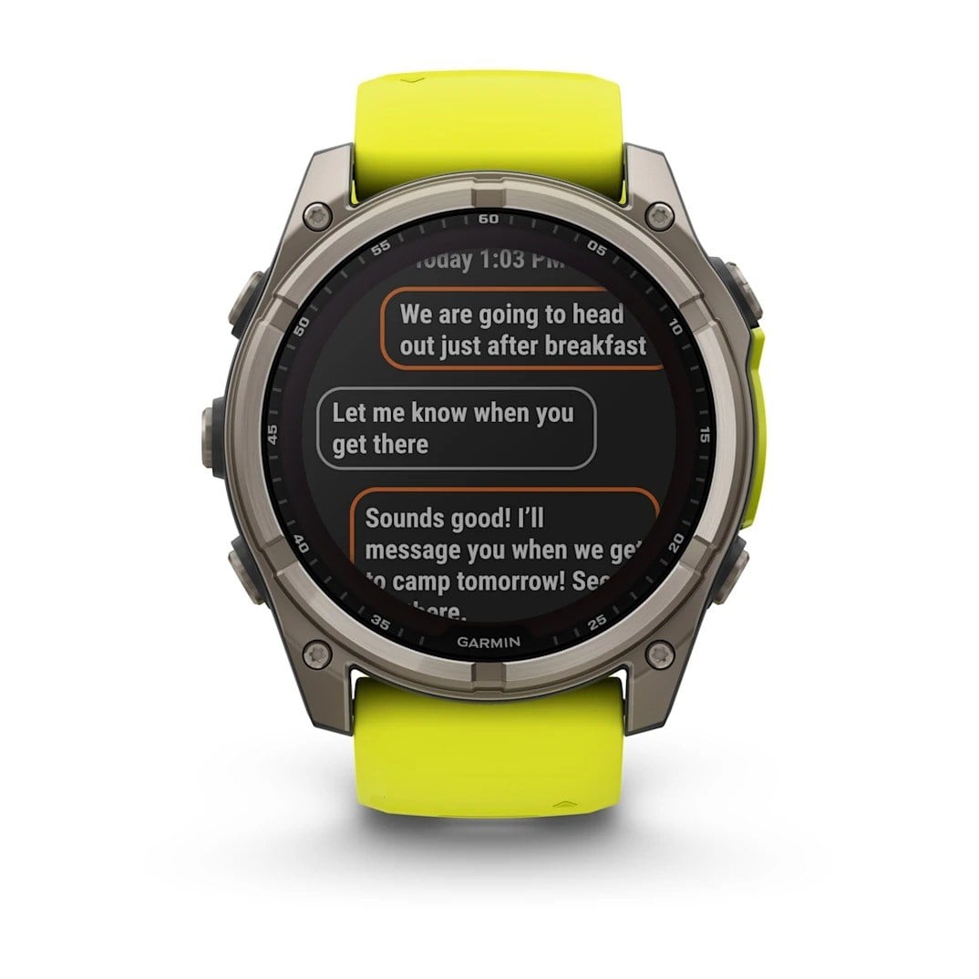 Garmin Fenix 8 Solar 51mm Sapphire Edition Titanium Watch - Amp Yellow/Graphite Silicone Band - image 12