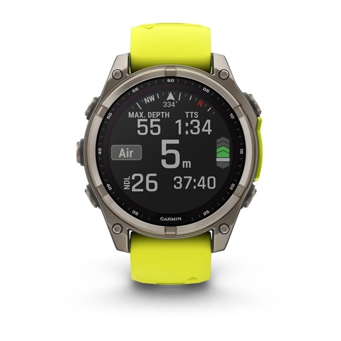 Garmin Fenix 8 Solar 47mm Sapphire Edition Titanium Watch - Amp Yellow/Graphite Silicone Band - image 4