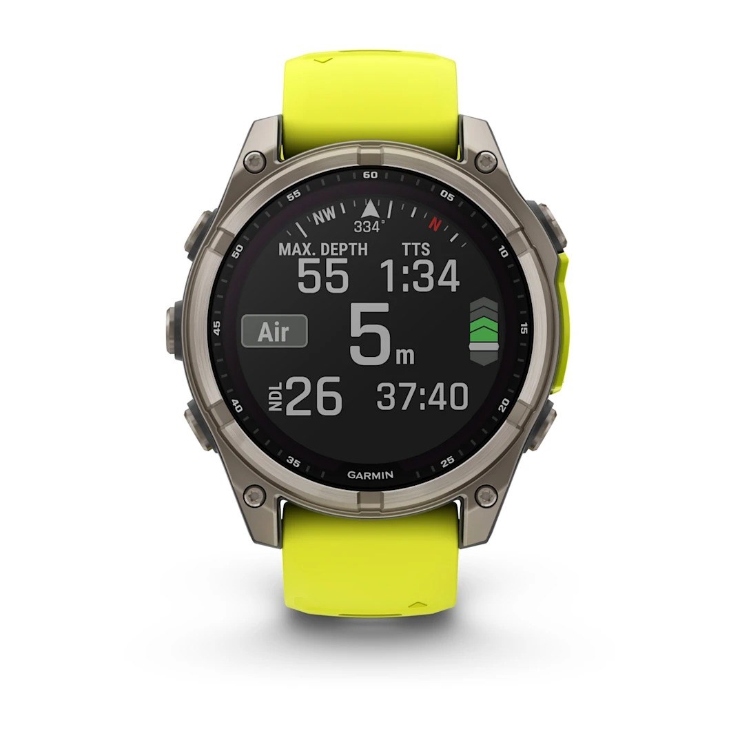 Garmin Fenix 8 Solar 47mm Sapphire Edition Titanium Watch - Amp Yellow/Graphite Silicone Band - image 4
