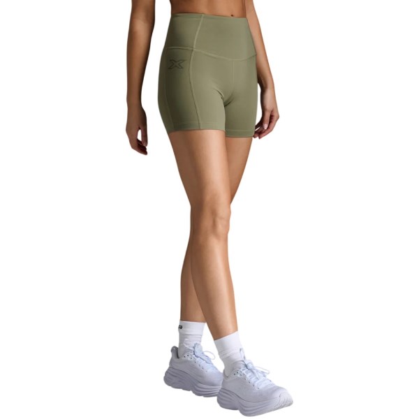 2XU Form Soft Touch Hi-Rise Womens 4 Inch Compression Shorts - Hunter Green/Hunter Green