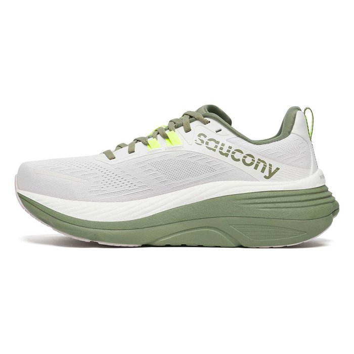 Saucony Hurricane 24 - Mens Running Shoes - White/Olivine