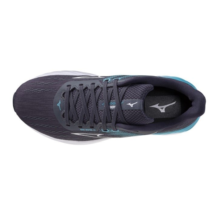 Mizuno Wave Inspire 21 - Mens Running Shoes - Odyssey Grey/White/Capri Breeze