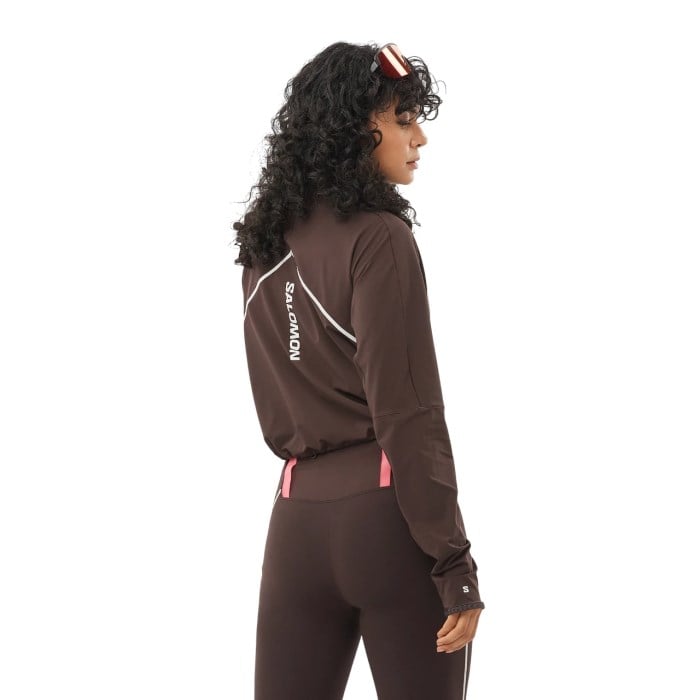 Salomon Sense Aero Hybrid Womens Running Midlayer - Coffee Bean