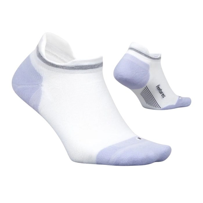 Feetures Elite Max Cushion No Show Tab Running Socks - White Lilatech