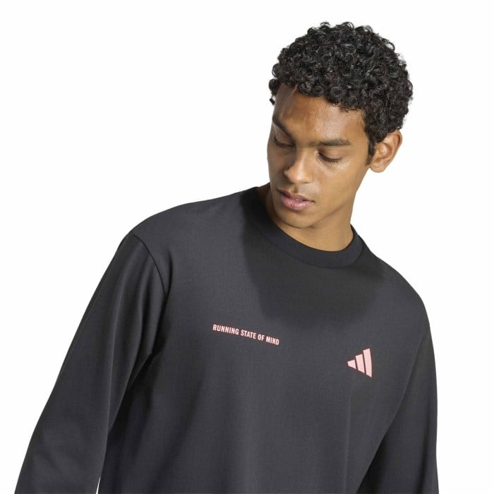 adidas ADI365 Running Community Culture Mens Long Sleeve Shirt - Black/Solar Turbo - image 3