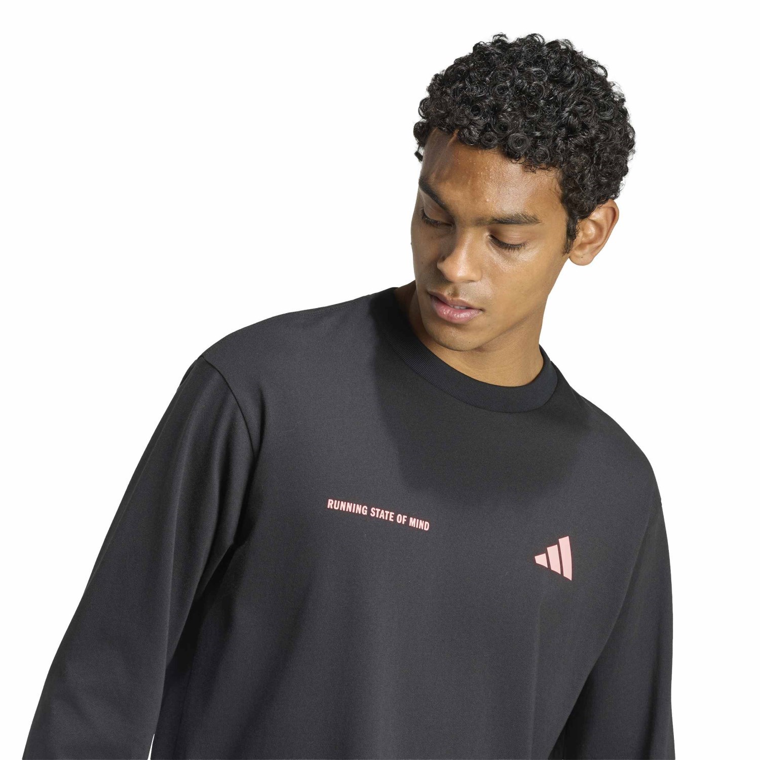 adidas ADI365 Running Community Culture Mens Long Sleeve Shirt - Black/Solar Turbo - image 3