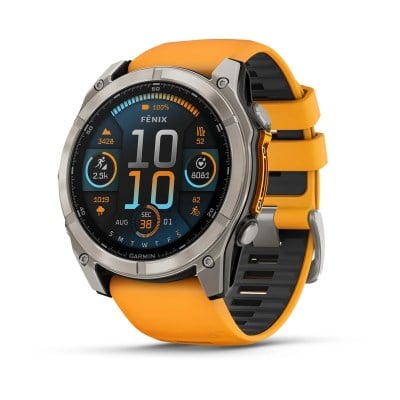 Garmin Fenix 8 51mm AMOLED Sapphire Edition Titanium Watch - Spark Orange with Graphite Silicone