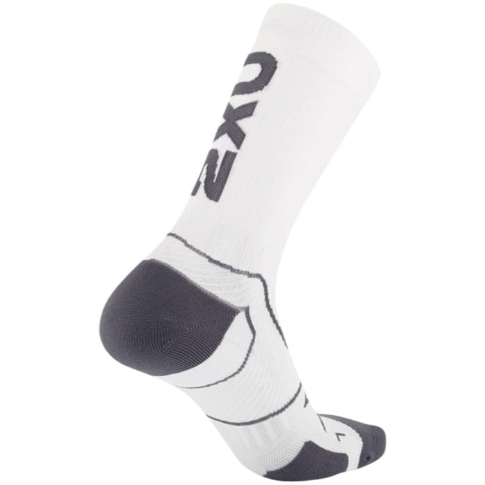 2XU Vectr Cushion Crew - Unisex Running Socks - White/Grey