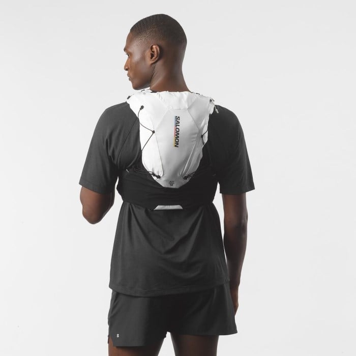 Salomon ADV Skin 12 Set Unisex Trail Running Vest With Flasks - Race Flag - White/Black