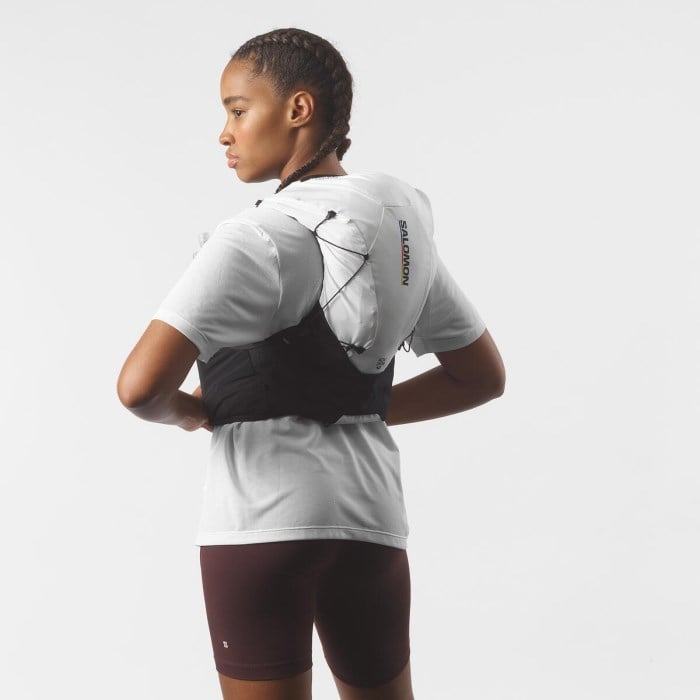 Salomon ADV Skin 12 Set Unisex Trail Running Vest With Flasks - Race Flag - White/Black