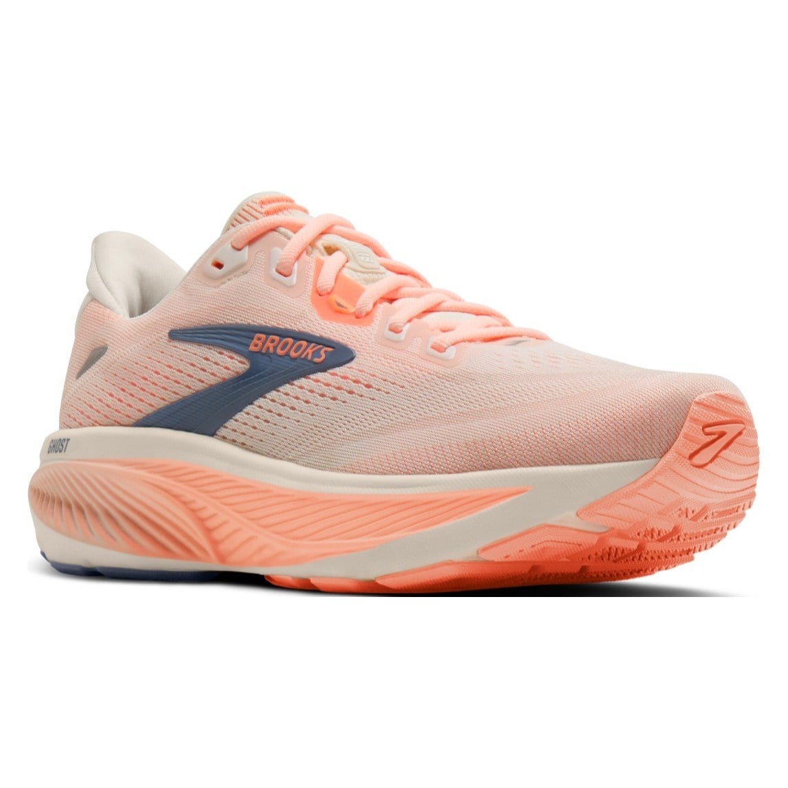 Brooks Ghost 18 - Womens Running Shoes - Star White/Cyber Peach/Grey