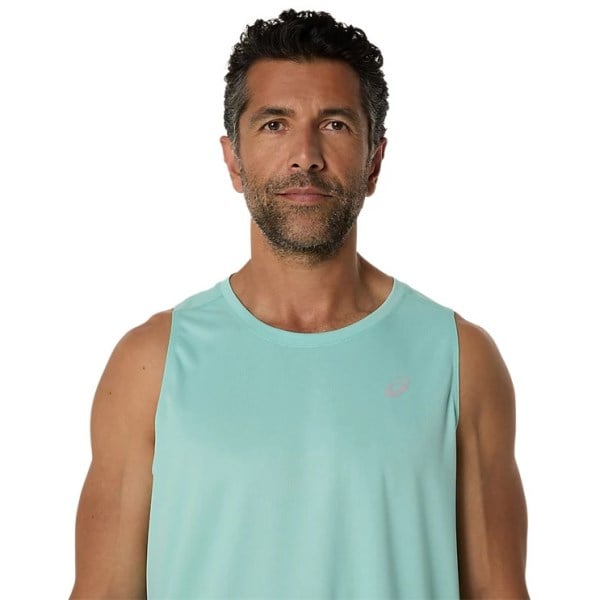 Asics Silver Running Singlet - Mens Running Clothing - Oasis Green