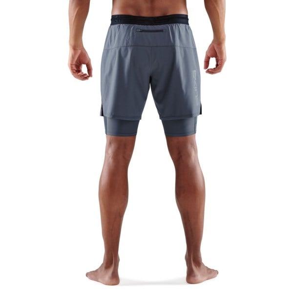 Skins Series-3 Superpose 2-In-1 Mens Compression Half Tights - Charcoal