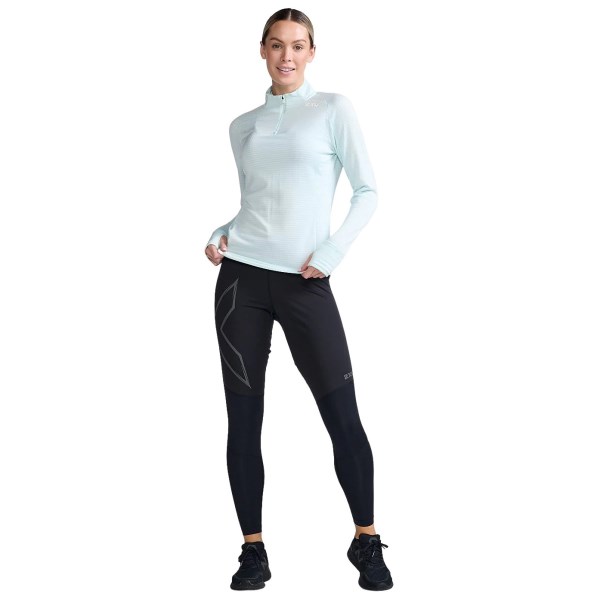 2XU Ignition 1/4 Zip Womens Long Sleeve Running Top - Glacier/White Reflective