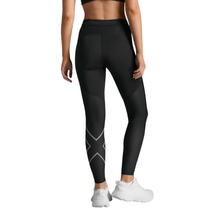 2XU Aero Mesh Hi-Rise Compression Womens Tights - Black/Silver Reflective