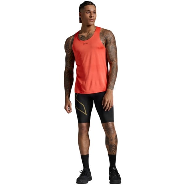 2XU Mens Light Speed Tech Singlet - Ember/Black Reflective