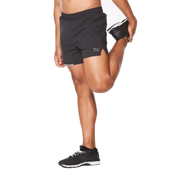 2XU Aero 5 Inch Mens Running Shorts - Black/Silver Reflective